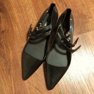 Melissa jelly pointed black strap flats
